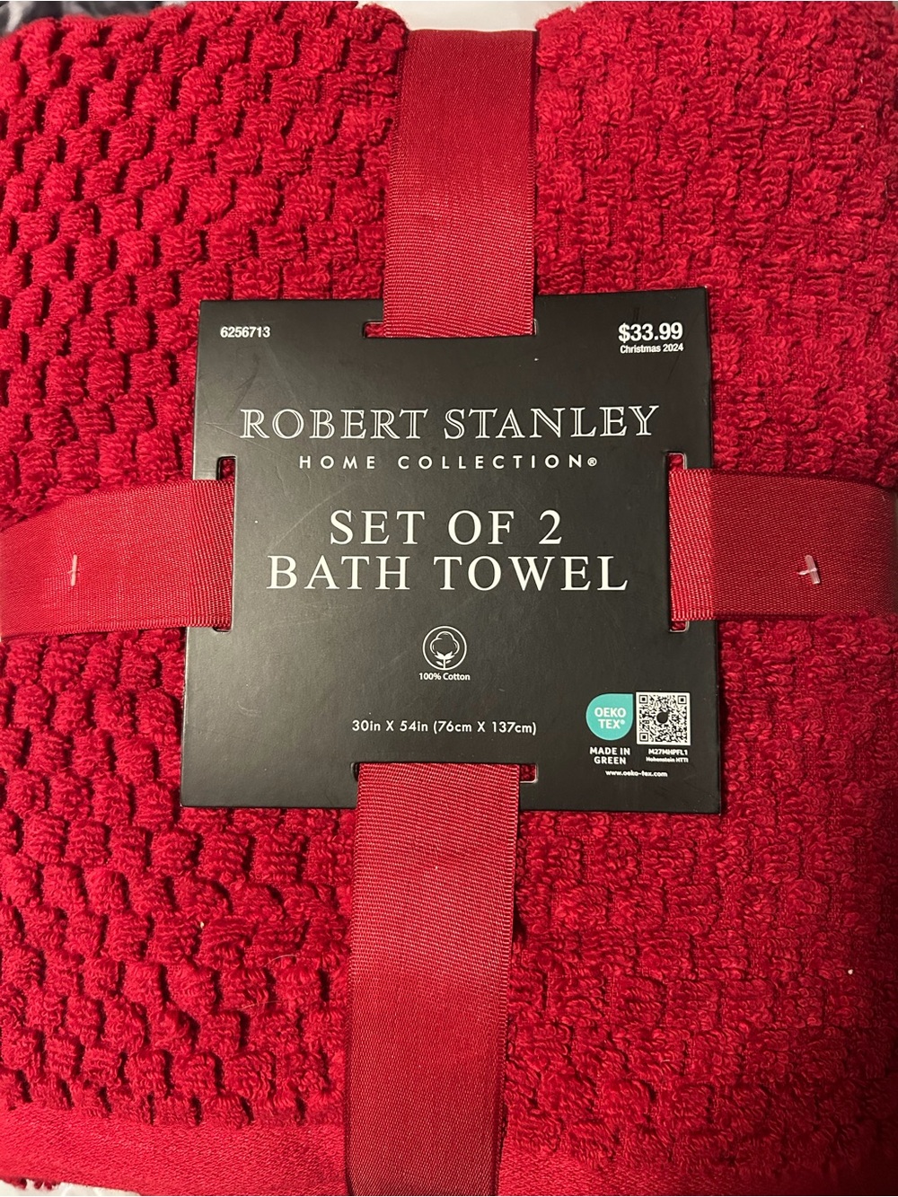 Robert Stanley Red Bath Towel Set of 2